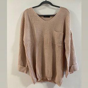 Simplee Solid Drop Shoulder Pocket Front Sweater